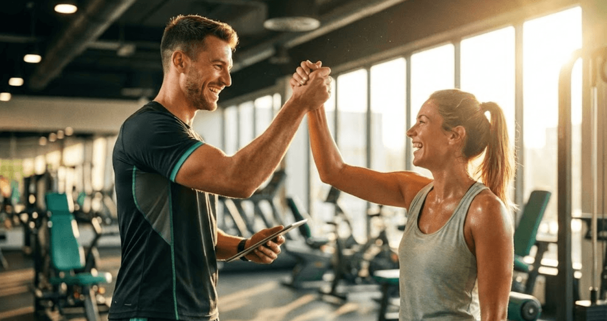 Personal Trainer e Aluno na academia